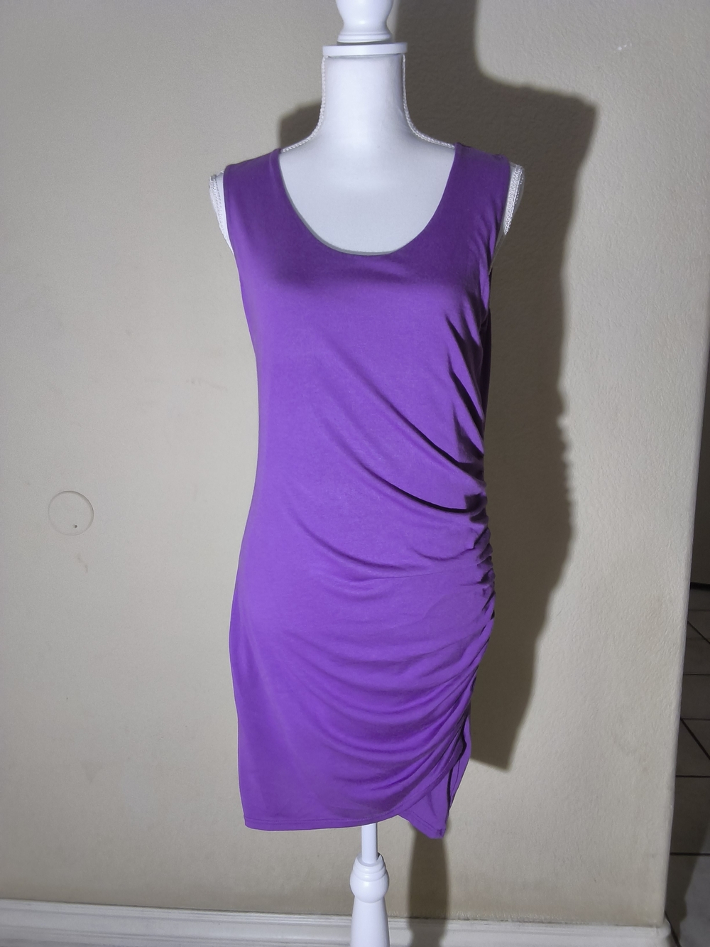free press Purple Sleeveless Ruched Bodycon Mini Dress